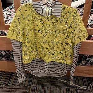 Elizabeth and James yellow/striped blouse combo top, XS